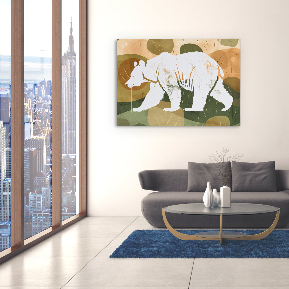 a painting of a bear on a wall