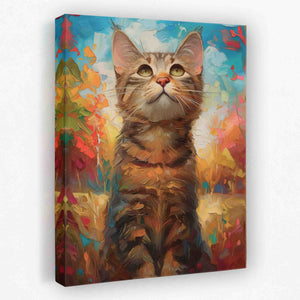 a painting of a cat on a canvas