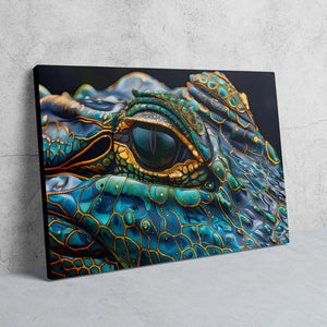 a close up of a painting of a lizard's eye