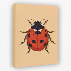 a painting of a lady bug on a beige background