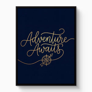 Adventure Awaits Line — adventure awaits line white studio framed black