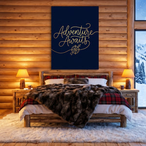 Adventure Awaits Line — adventure awaits line sq cozy cabin 1port flush print
