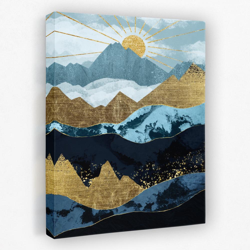 ARTCANVAS popular Modern Blue Sky And Mountains Canvas Art Print