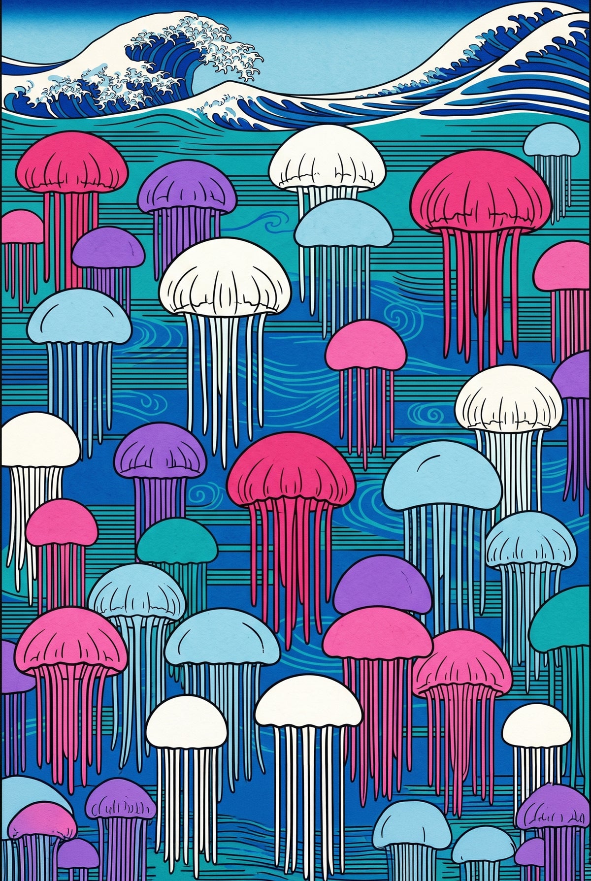 Jellyfish Hokusai Wave