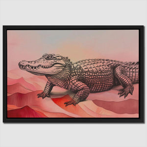 a painting of a crocodile in the desert