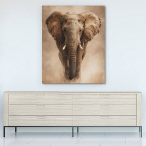 African Elephant Charging — African Elephant Charging White Wall 289