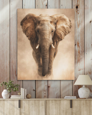 African Elephant Charging — African Elephant Charging Wood Walls With Table 313