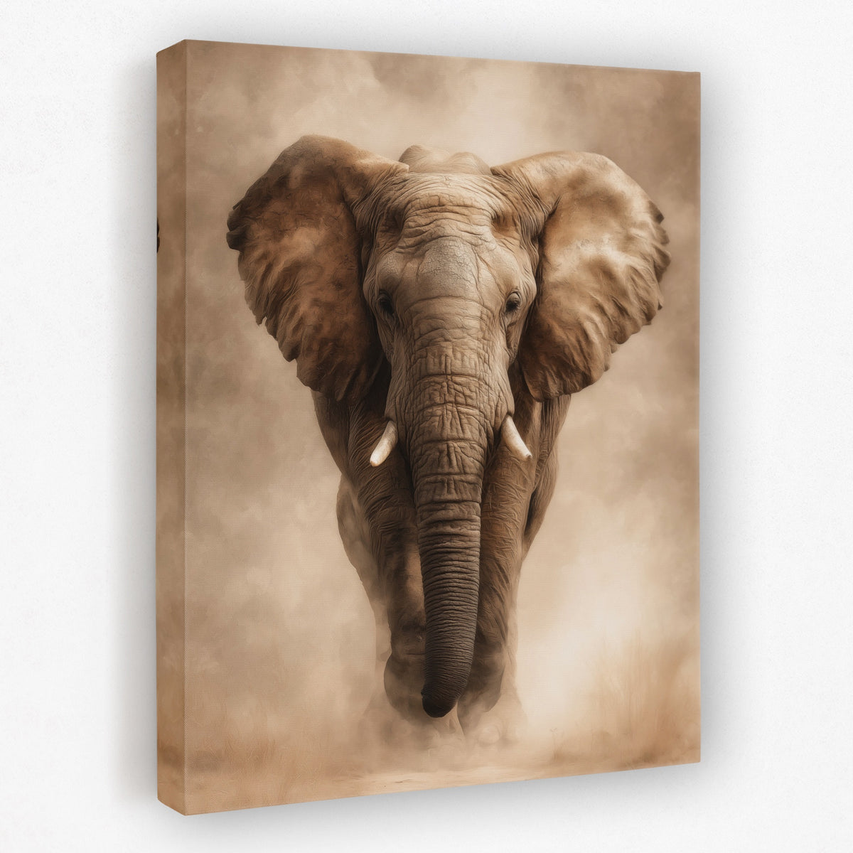 African Elephant Charging — African Elephant Charging Portrait   Side View   Mirror 265