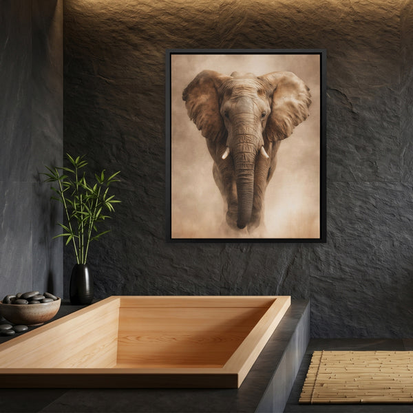 African Elephant Charging in a room
