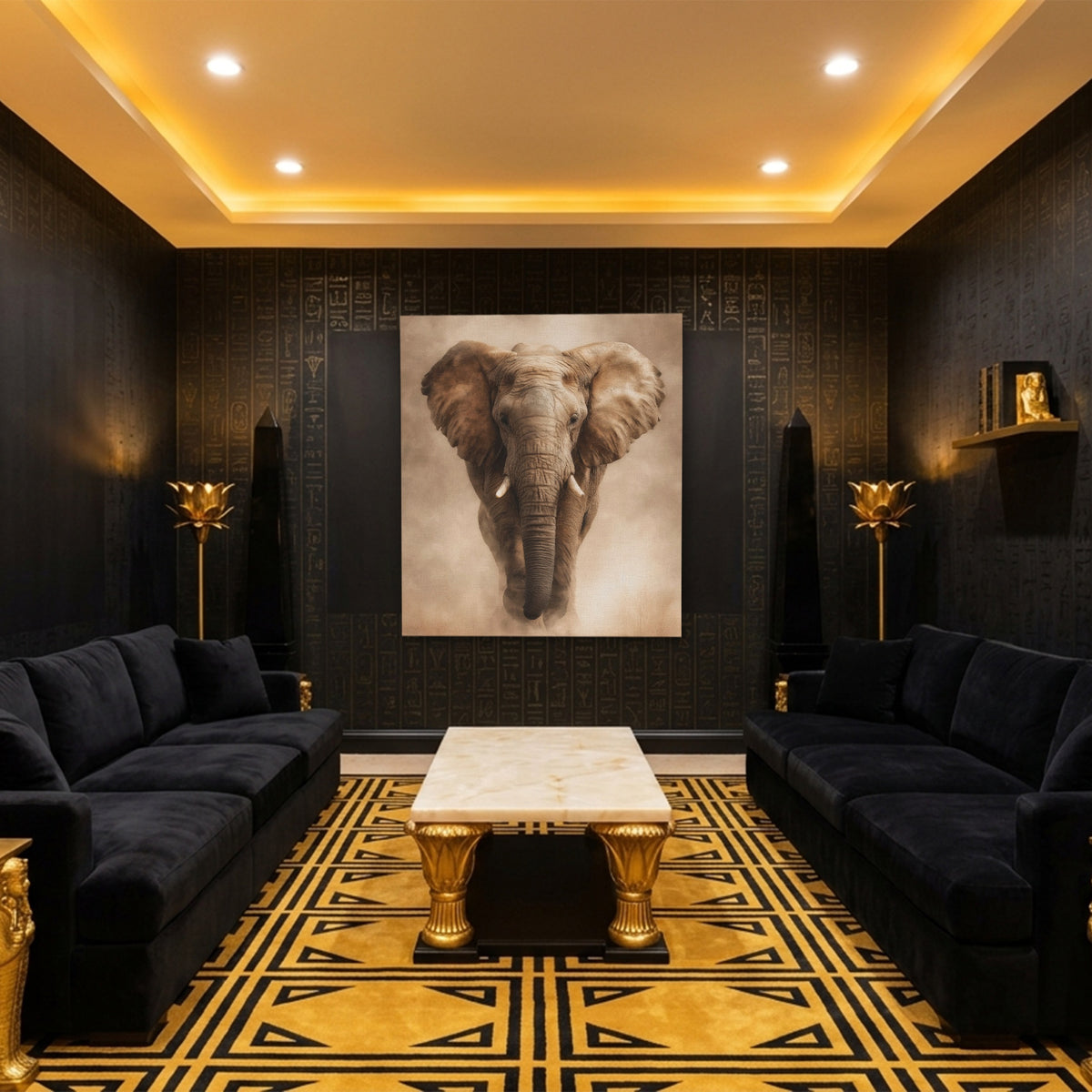 African Elephant Charging — African Elephant Charging Egyptian Room Port 121