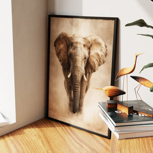 African Elephant Charging — African Elephant Charging New   Living Room Wall Apartment Zoom 217