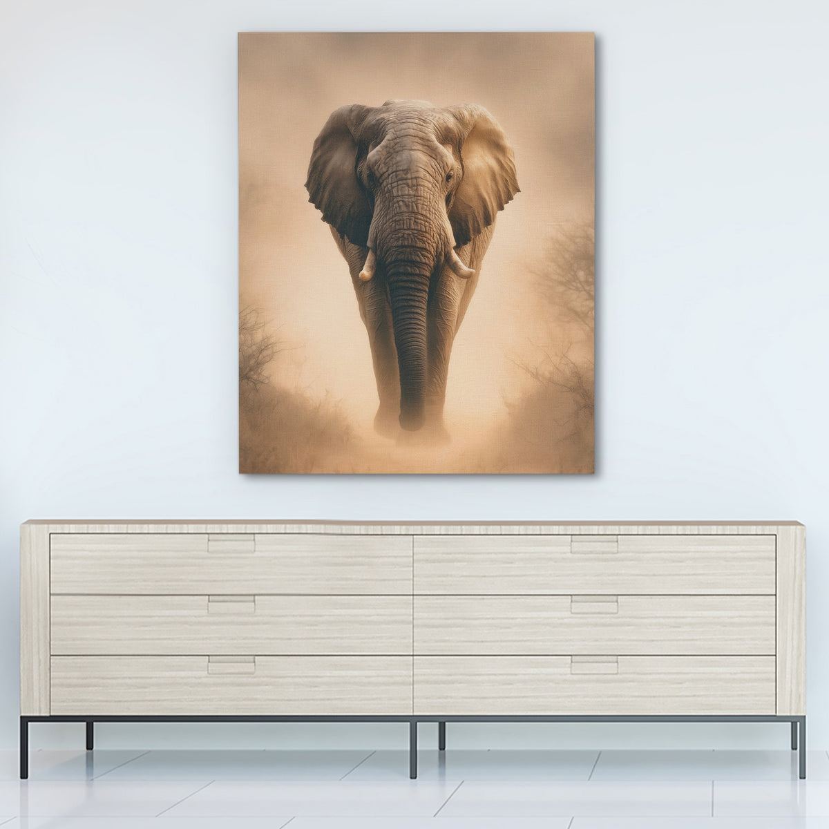African Elephant Morning Mist — African Elephant Morning Mist White Wall 290