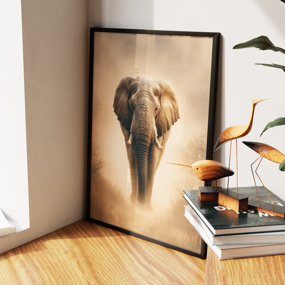 African Elephant Morning Mist — African Elephant Morning Mist New   Living Room Wall Apartment Zoom 218