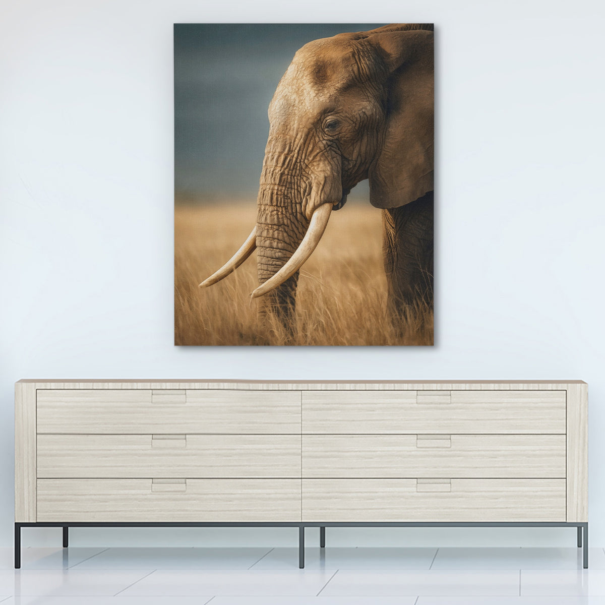 African Elephant Portrait — African Elephant Portrait White Wall 291
