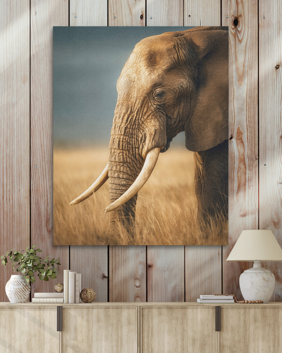 African Elephant Portrait — African Elephant Portrait Wood Walls With Table 315