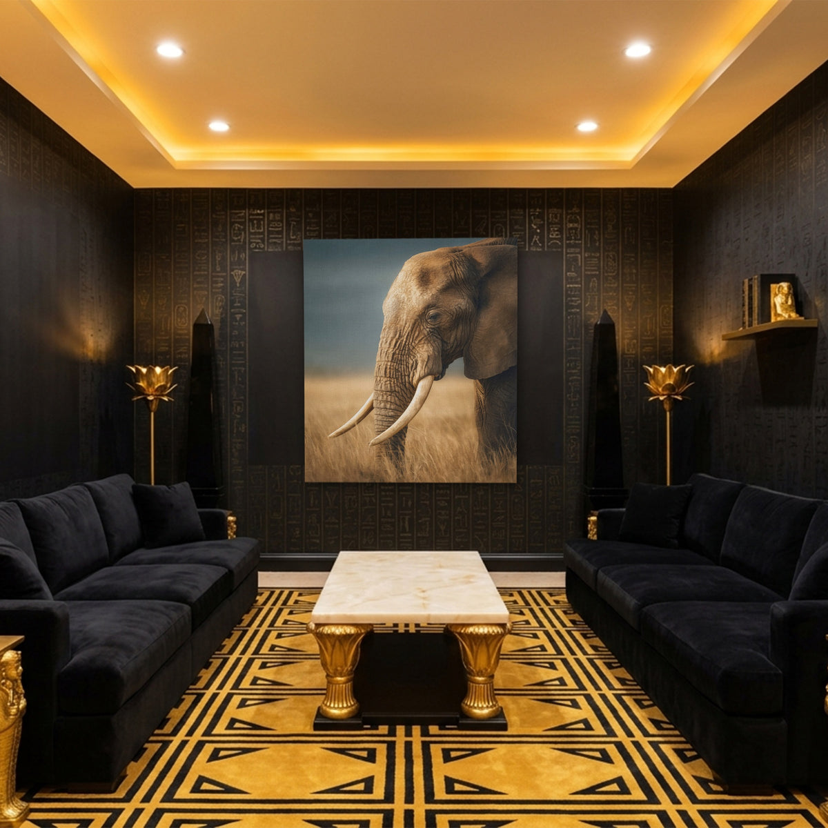 African Elephant Portrait — African Elephant Portrait Egyptian Room Port 123