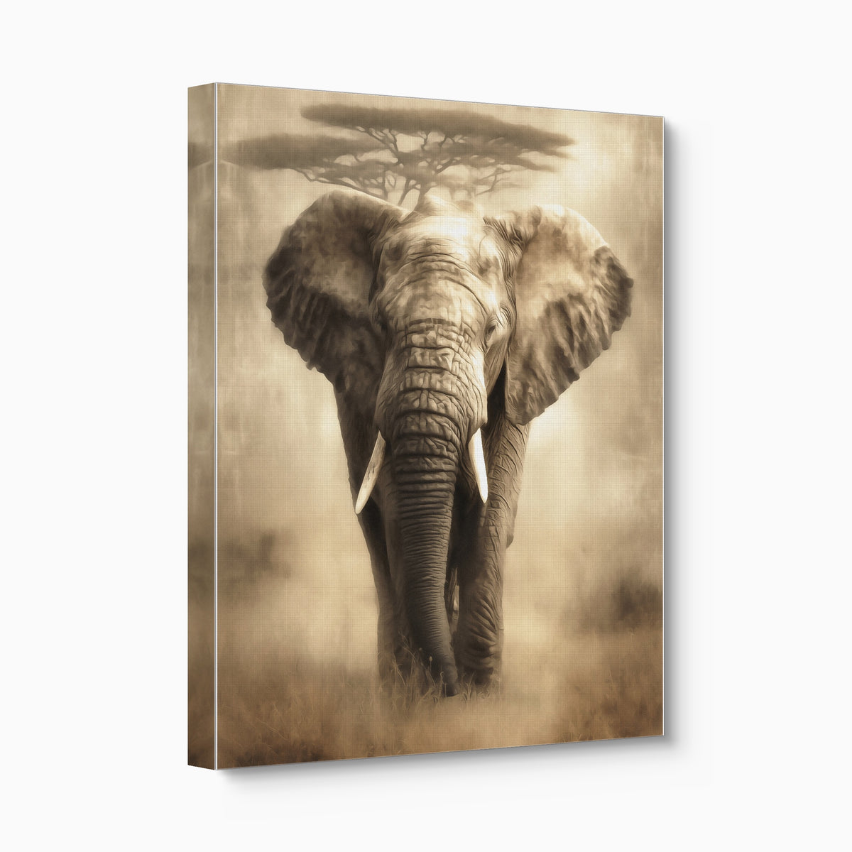 African Elephant Sepia — african elephant sepia angled flush print