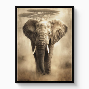 African Elephant Sepia — african elephant sepia white studio framed black