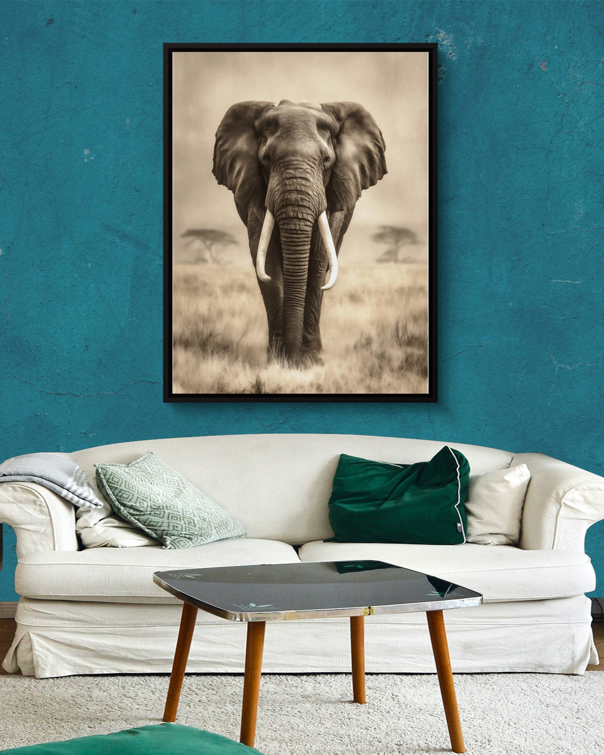 African Lion Standing — african lion standing psd aqua wall white couch 1port framed black