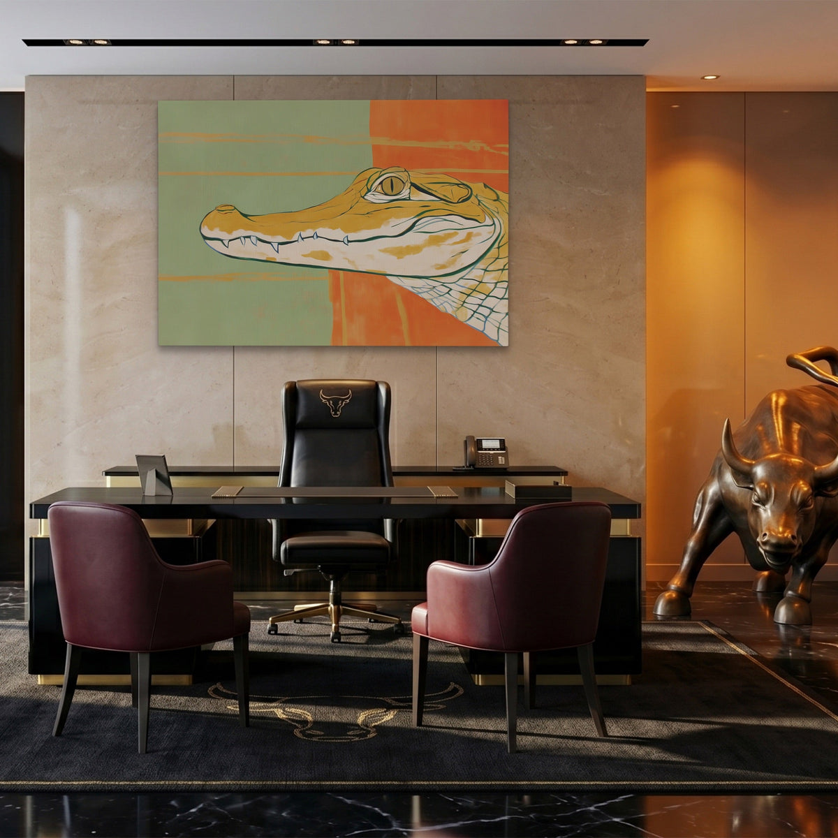 Albino Crocodile Patriot - Luxury Wall Art