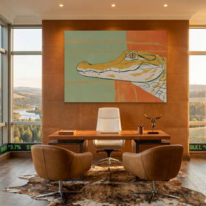 Albino Crocodile Patriot - Luxury Wall Art