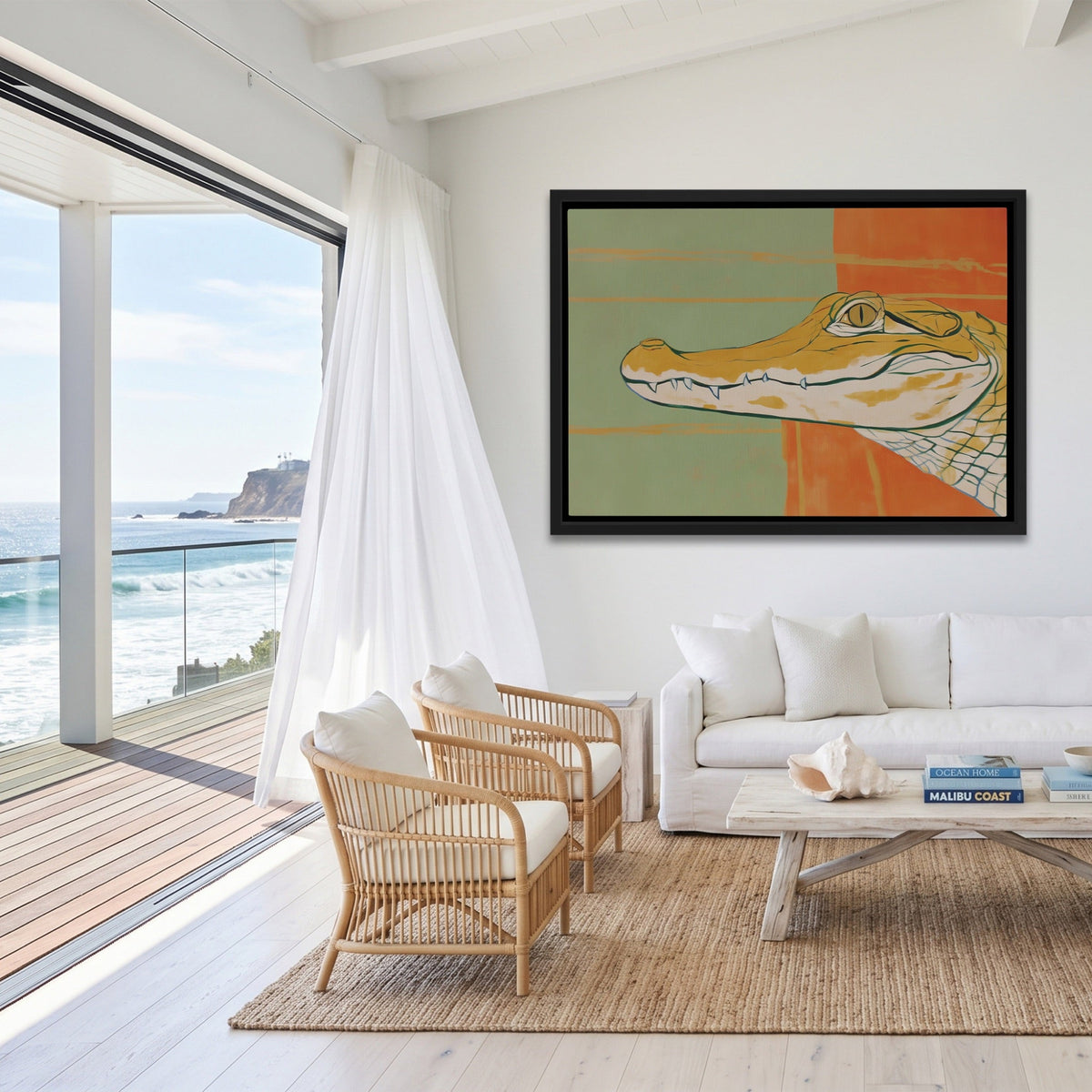 Albino Crocodile Patriot - Luxury Wall Art