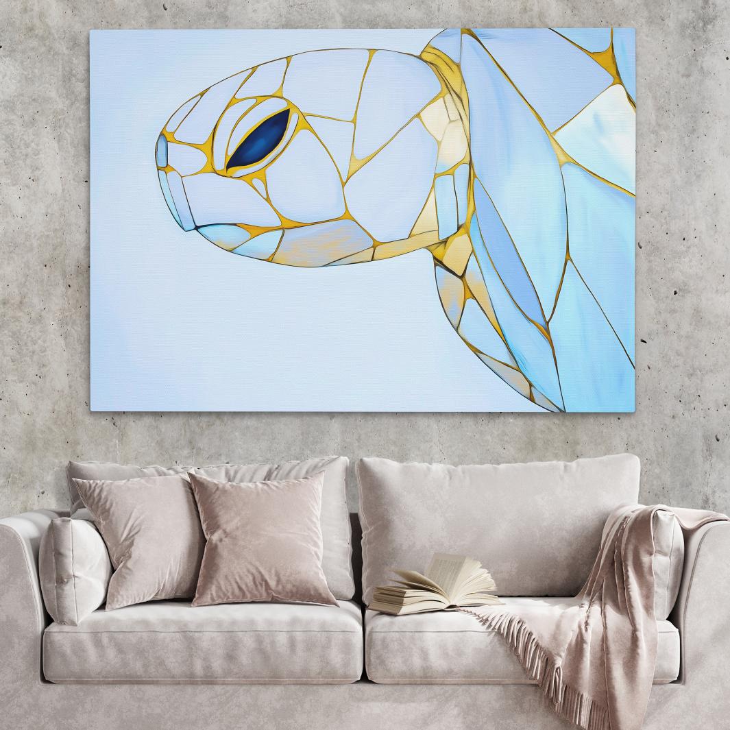 Albino Turtle Swimming - Luxury Wall Art