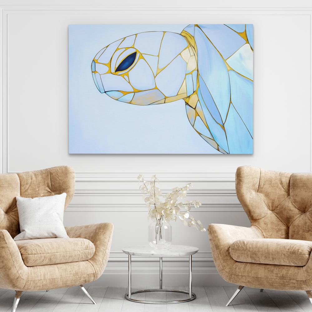 Albino Turtle Swimming - Luxury Wall Art