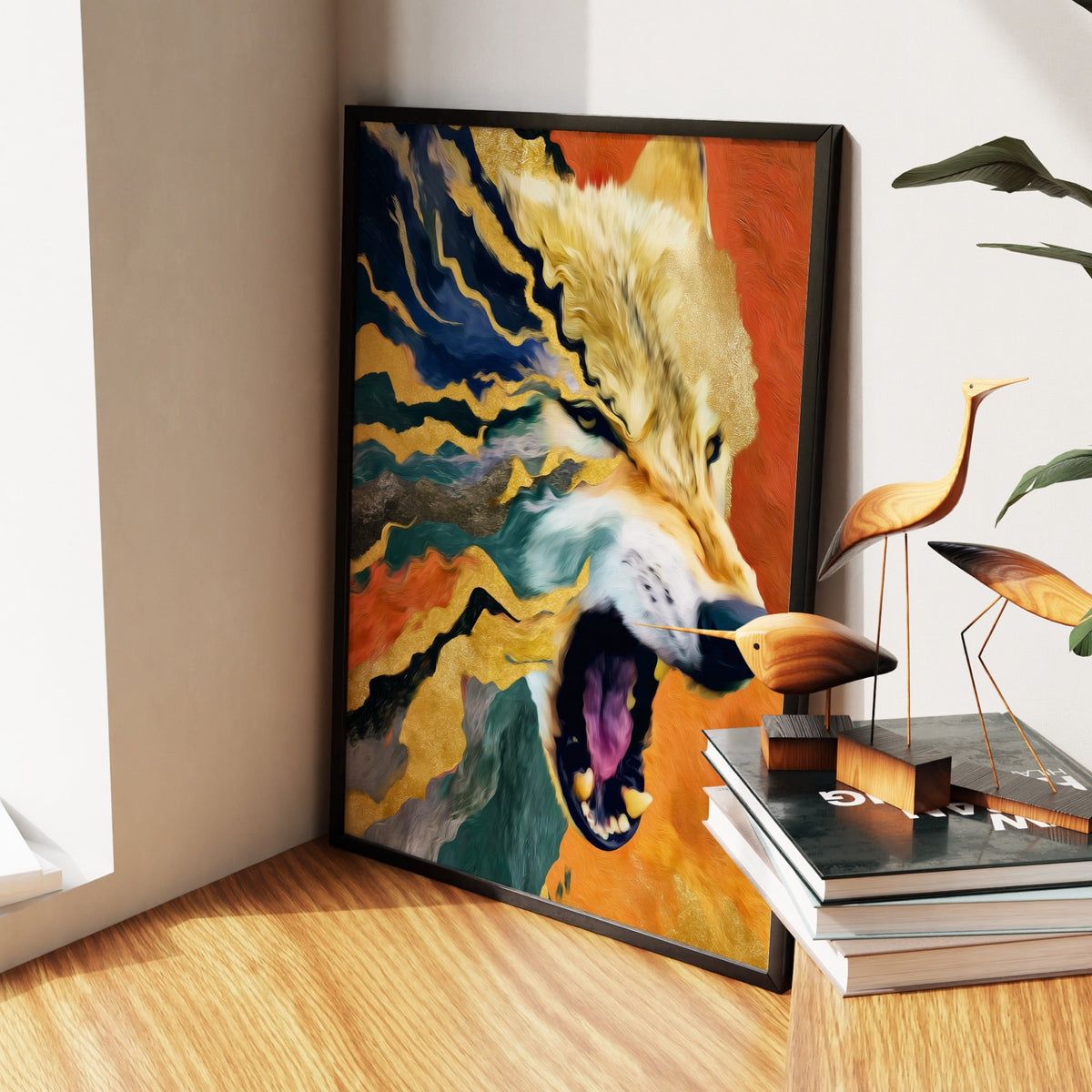 Albino Wolf Scattering - Luxury Wall Art