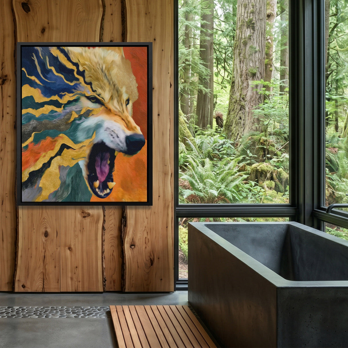 Albino Wolf Scattering - Luxury Wall Art