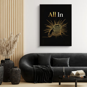All In Poker Chips — all in poker chips sq black couch and wood walls 1port framed black