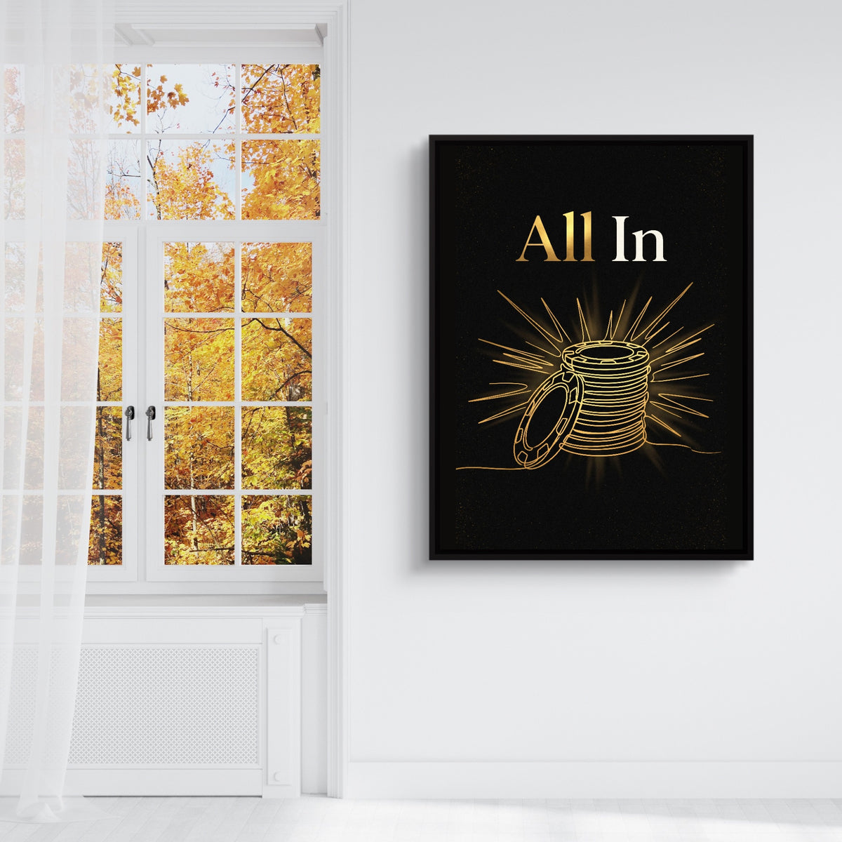 All In Poker Chips — all in poker chips sq fall outside white walls 1port framed black