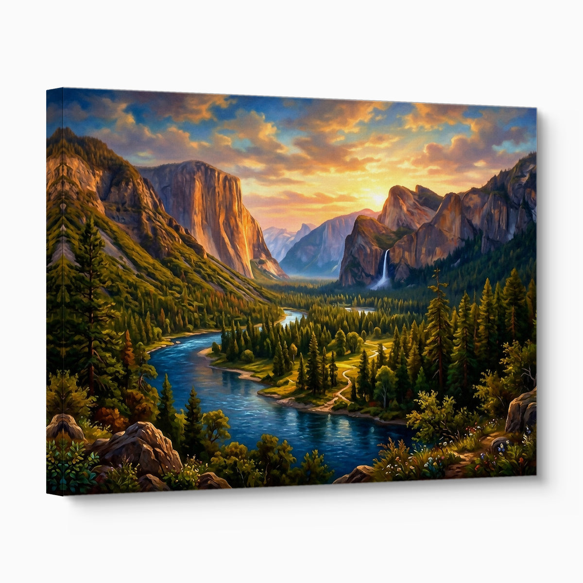 Alpine River Golden Hour — alpine river golden hour angled flush print