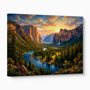 Alpine River Golden Hour — alpine river golden hour angled flush print
