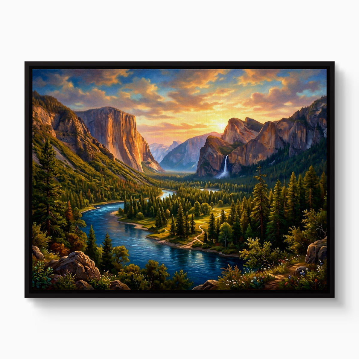 Alpine River Golden Hour — alpine river golden hour white studio framed black