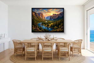 Alpine River Golden Hour — alpine river golden hour small dining room with ocean view 1land framed black