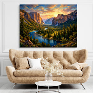 Alpine River Golden Hour — alpine river golden hour sq brown living room 1land flush print