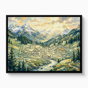Alpine Village Sunrise — alpine village sunrise white studio framed black