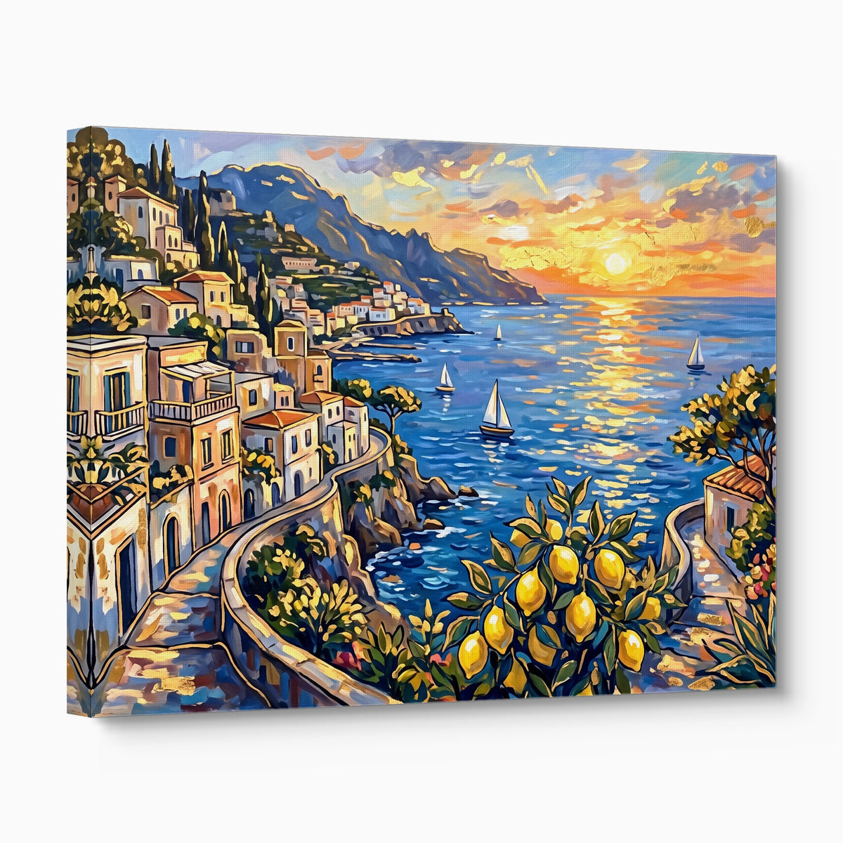 Amalfi Coast Sunset — amalfi coast sunset angled flush print