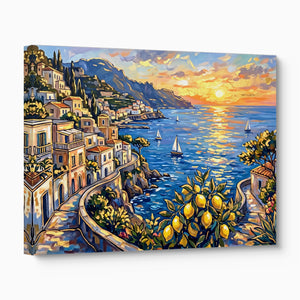 Amalfi Coast Sunset — amalfi coast sunset angled flush print