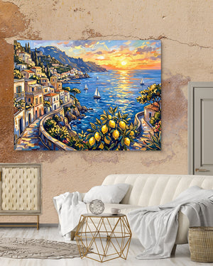 Amalfi Coast Sunset — amalfi coast sunset psd mocha luxury room 1land flush print