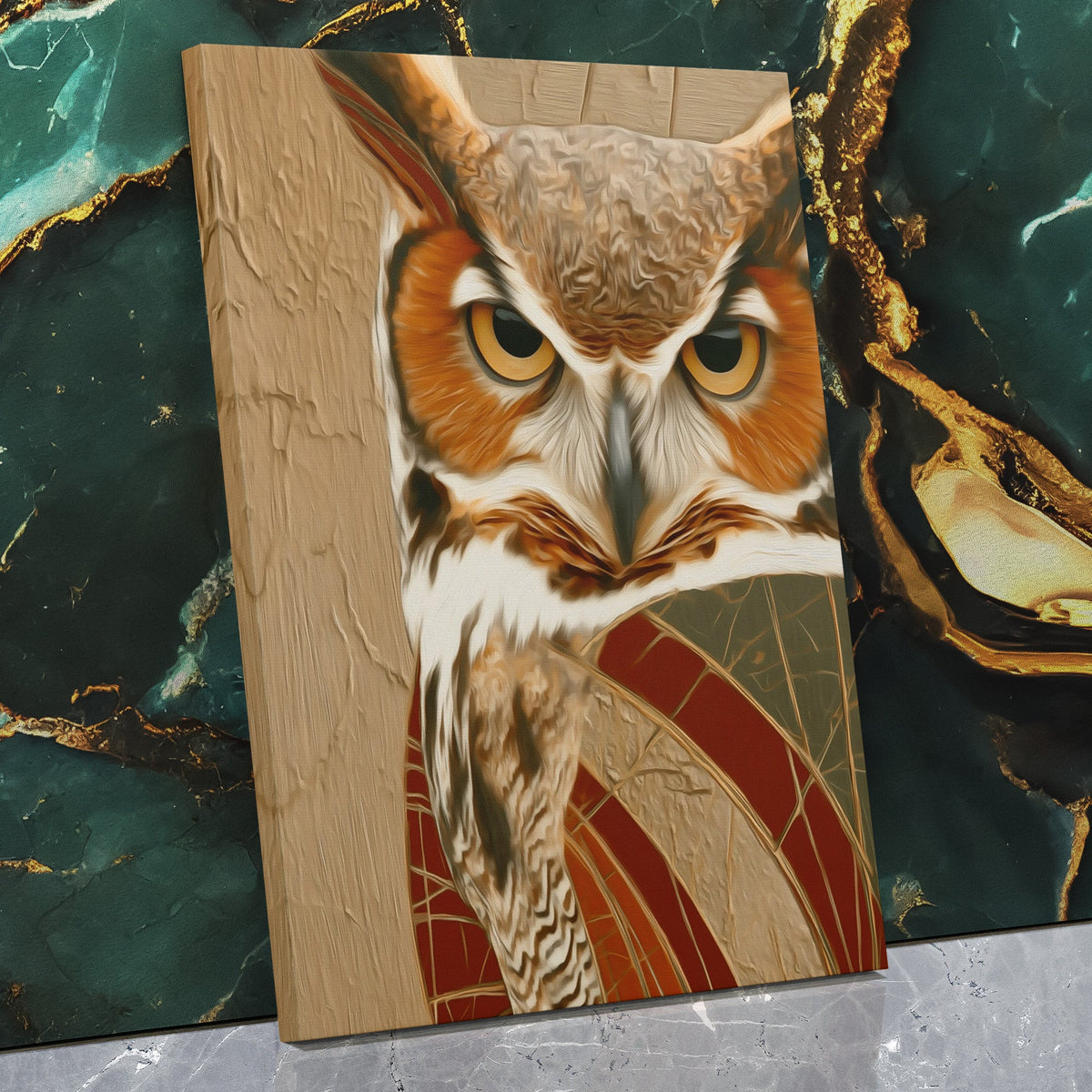 Amber Feathered Oracle - Luxury Wall Art