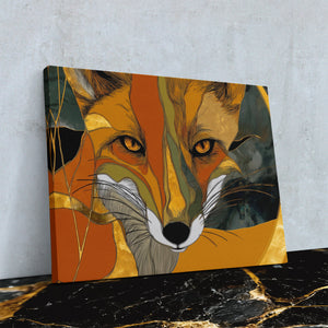 Amber Fox Portrait - Earth Tones Canvas Wall Art