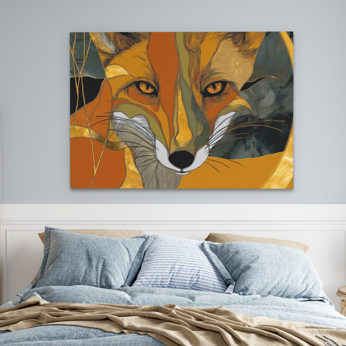 Amber Fox Portrait - Earth Tones Canine Canvas Print