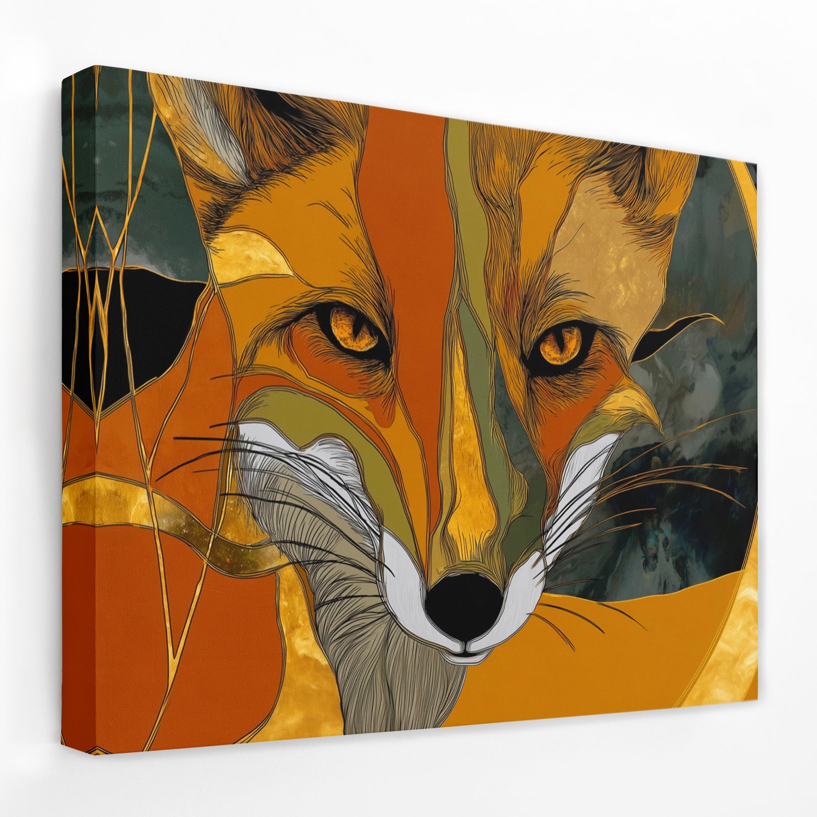 Amber Fox Portrait - Animals Canvas Wall Art