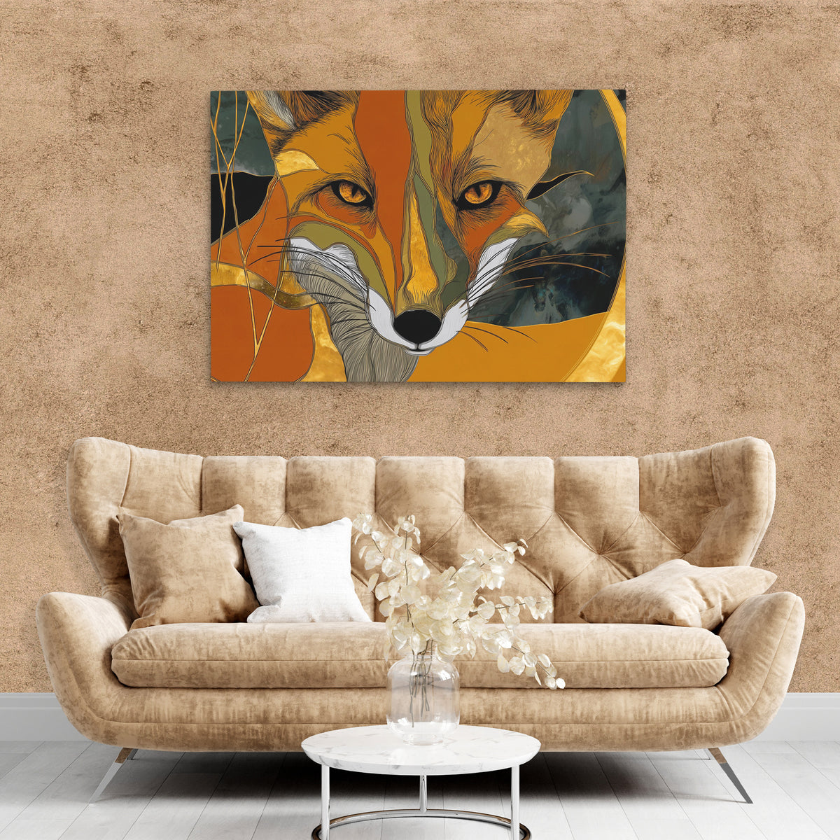Amber Fox Portrait - Animals Art