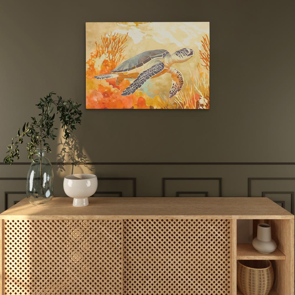 Amber Tide Turtle - Luxury Wall Art