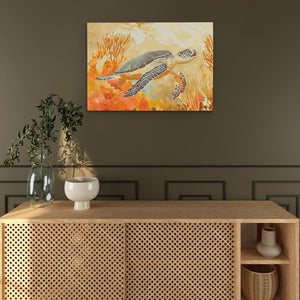 Amber Tide Turtle - Luxury Wall Art