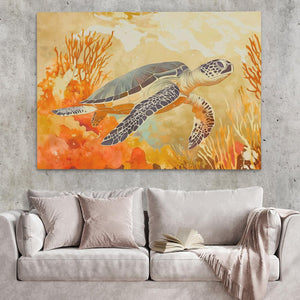Amber Tide Turtle - Luxury Wall Art