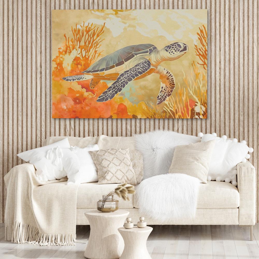 Amber Tide Turtle - Luxury Wall Art